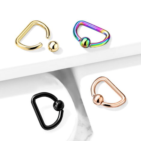 316L Surgical Steel D Shaped Captive Bead Ring in PVD Colours - Image 2