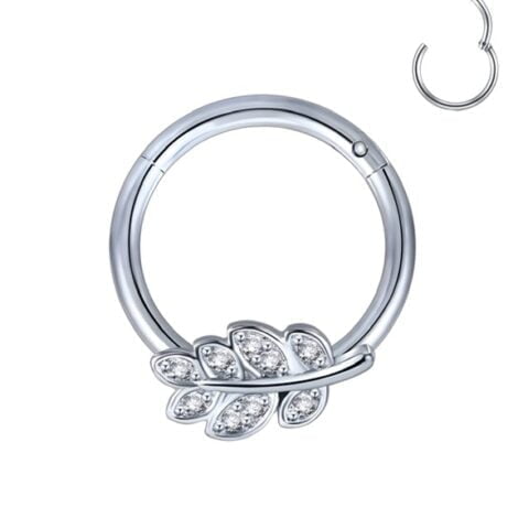 Hinged Segment Ring with Crystal Pave Fern