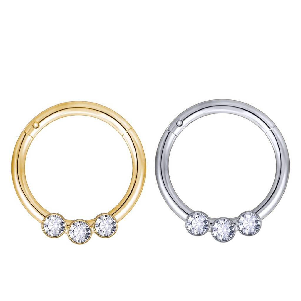 Hinged Segment Ring Set with Triple Crystals