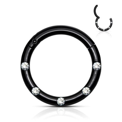 Hinged Hoop Segment Ring with 5 Flush Set Forward Crystals - Image 5