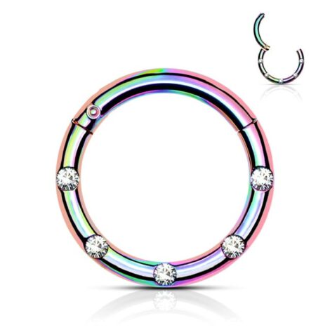Hinged Hoop Segment Ring with 5 Flush Set Forward Crystals - Image 8