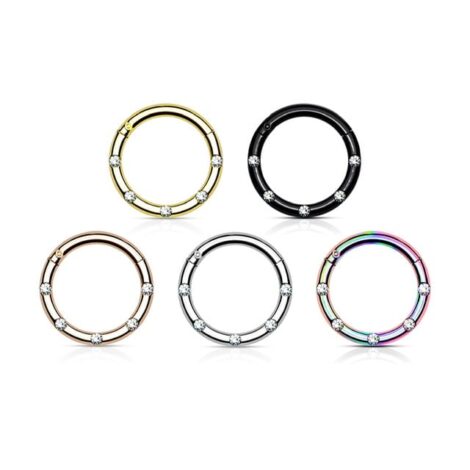 Hinged Hoop Segment Ring with 5 Flush Set Forward Crystals - Image 4