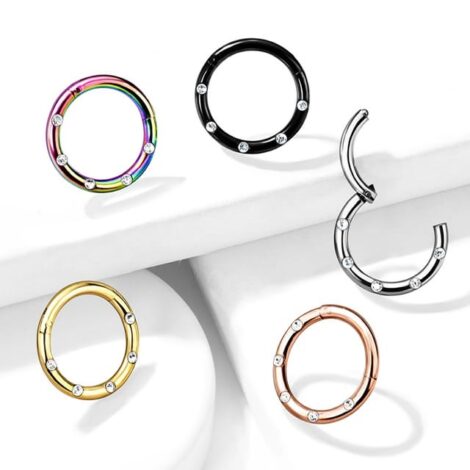Hinged Hoop Segment Ring with 5 Flush Set Forward Crystals - Image 6