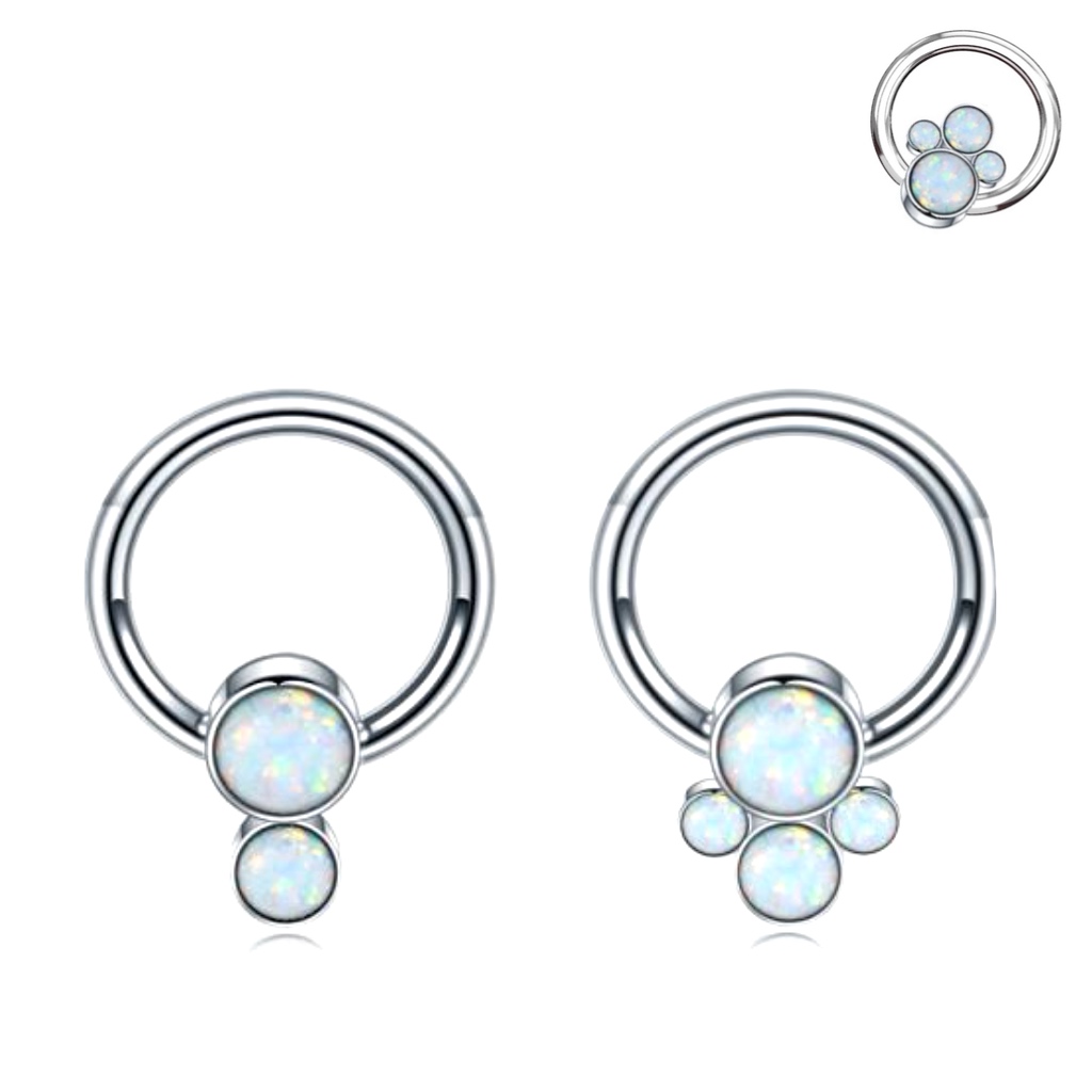 Captive Bead Ring with Rotatable Multi Opal Balls