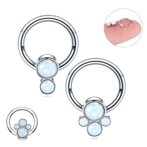 Captive Bead Ring with Rotatable Multi Opal Balls - Image 2