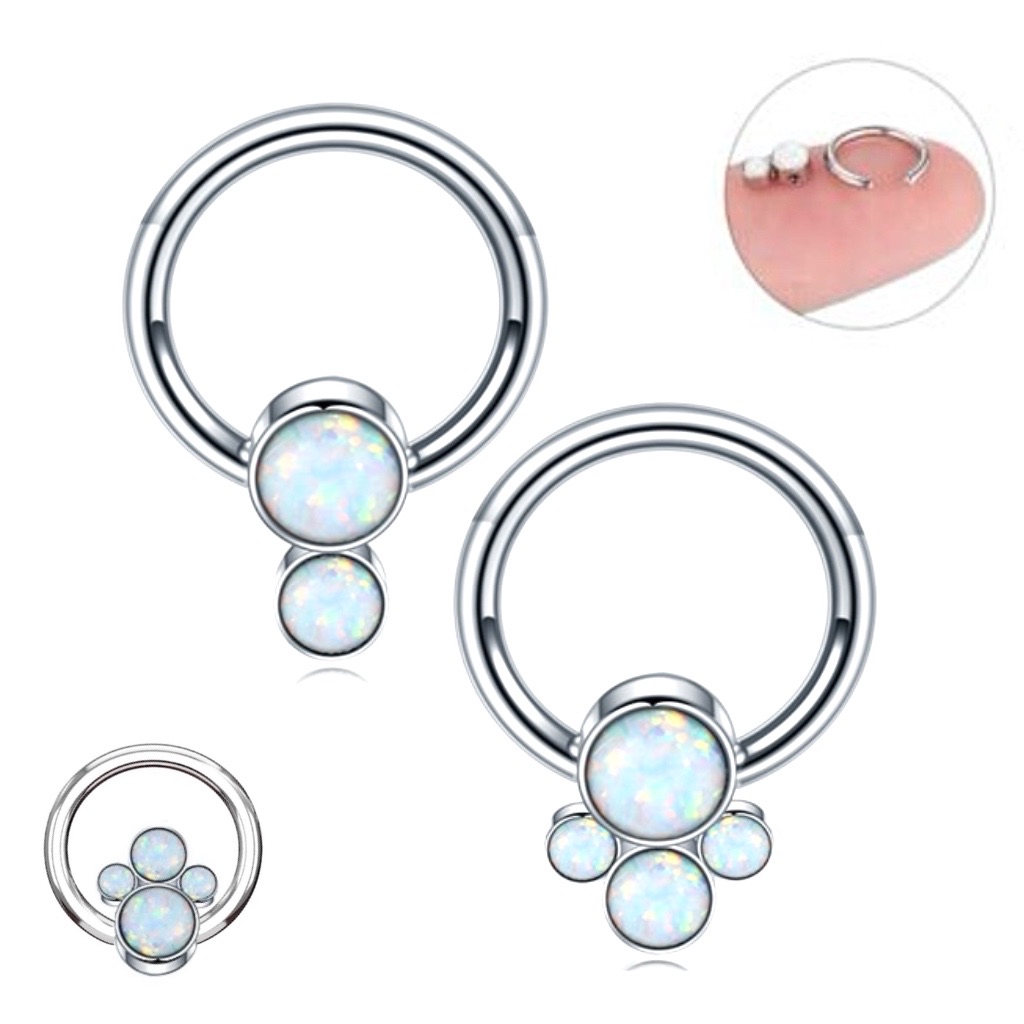 Captive Bead Ring with Rotatable Multi Opal Balls