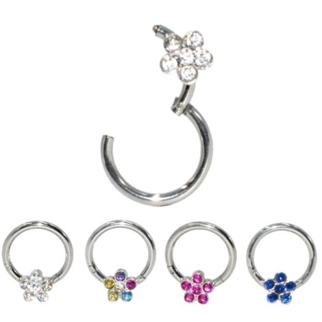 Hinged Segment Ring with 6 CZ Jewelled Flower - Image 2