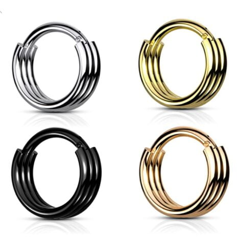 Hinged Segment Ring with Triple Ring Cuff