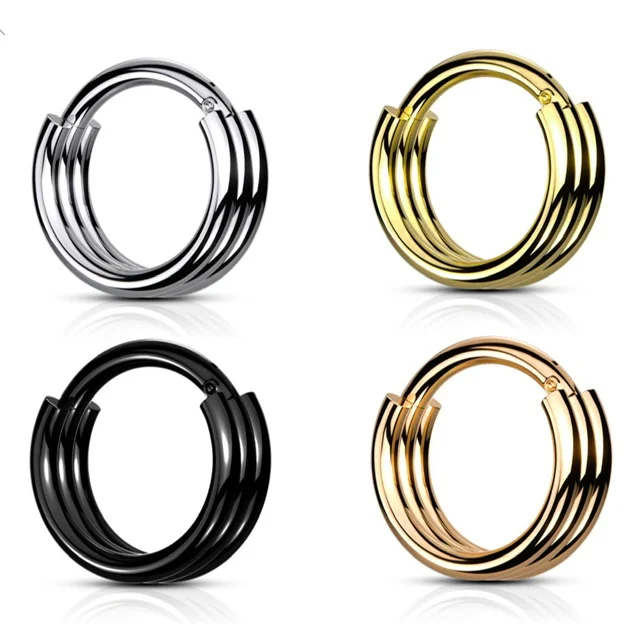 Hinged Segment Ring with Triple Ring Cuff