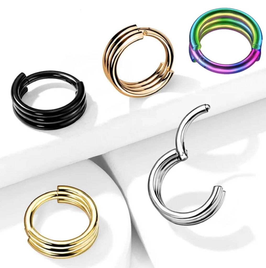 Hinged Segment Ring with Triple Ring Cuff