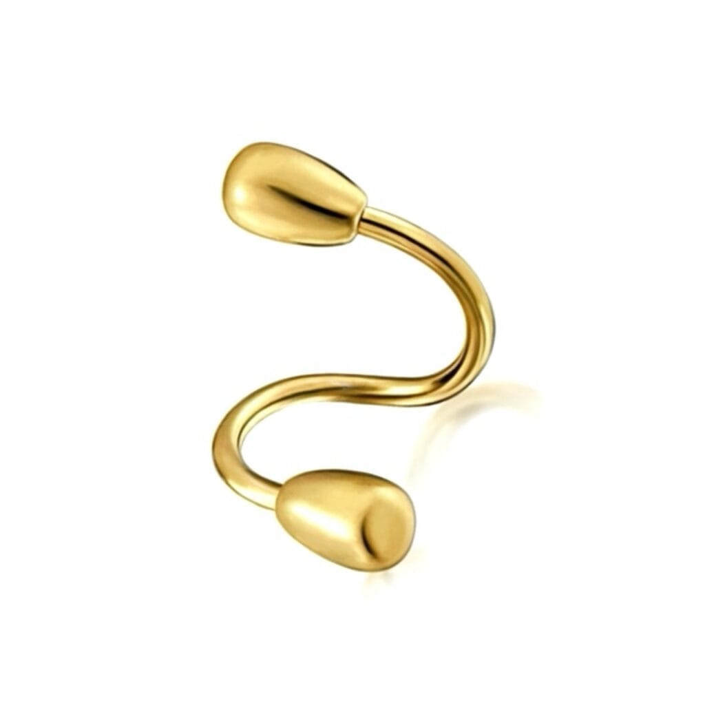 Twist Barbell with Teardrop Balls, Cartilage Ring