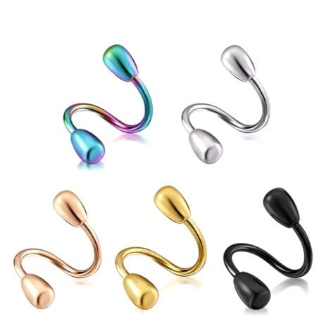 Twist Barbell with Teardrop Balls, Cartilage Ring