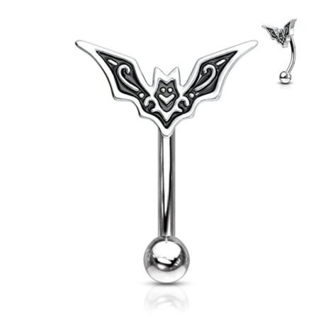 Bat Filigree Top Curved Barbell Eyebrow Rook Jewellery - Image 2