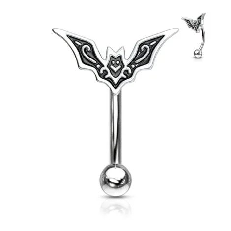 Bat Filigree Top Curved Barbell Eyebrow Rook Jewellery - Image 2