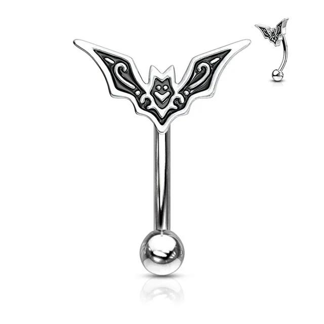 Bat Filigree Top Curved Barbell Eyebrow Rook Jewellery
