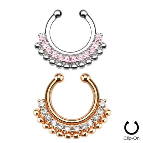 Septum Hanger Paved Gem Fan Non Piercing Nose Ring