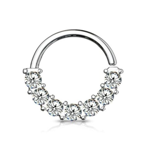 Septum Daith All 316L Surgical Steel Hoop Ring with 7 CZ - Image 2