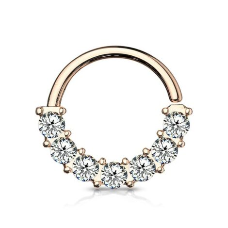 Septum Daith All 316L Surgical Steel Hoop Ring with 7 CZ - Image 3