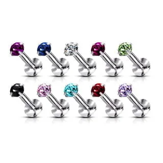 16G CZ Round Prong Set Top Internally Threaded Cartilage Labret Monroe - Image 2