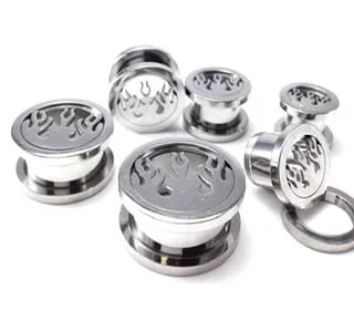 316L Steel Threaded Tunnel W/ Cut Out Flame Design