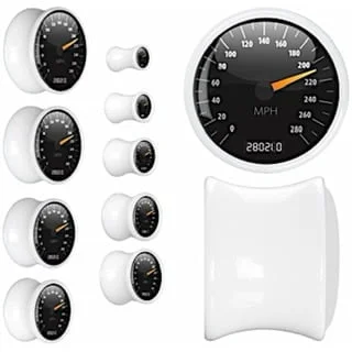 Acrylic White Speedometer Double Flare Plug Pairs