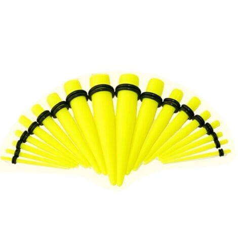 Acrylic Straight Yellow Taper with O-Rings in Pairs or Kits