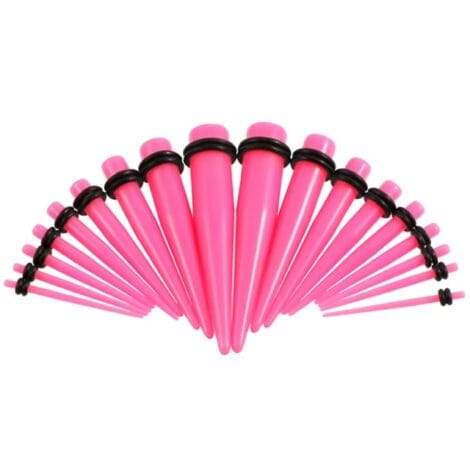 Acrylic Straight Pink Tapers with O-Rings in Pairs or Kits