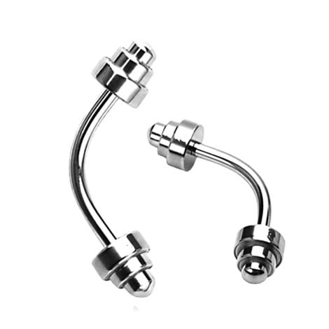 Curved Eyebrow Barbell with Stepped Dumbbell Ends