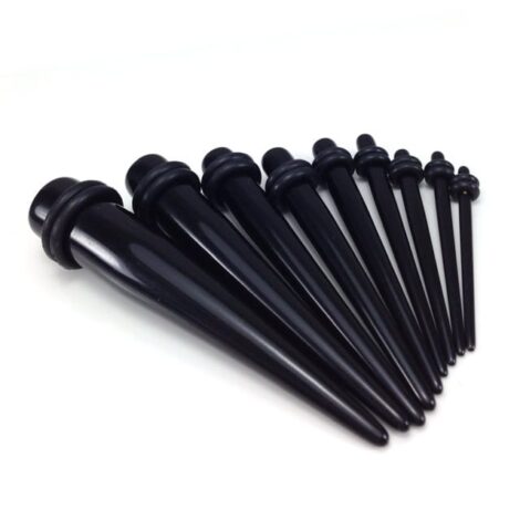 Acrylic Straight Black Tapers with O-Rings in Pairs or Kits - Image 2