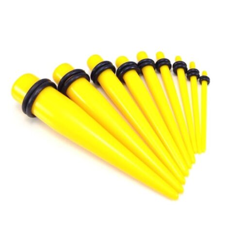 Acrylic Straight Yellow Taper with O-Rings in Pairs or Kits - Image 3