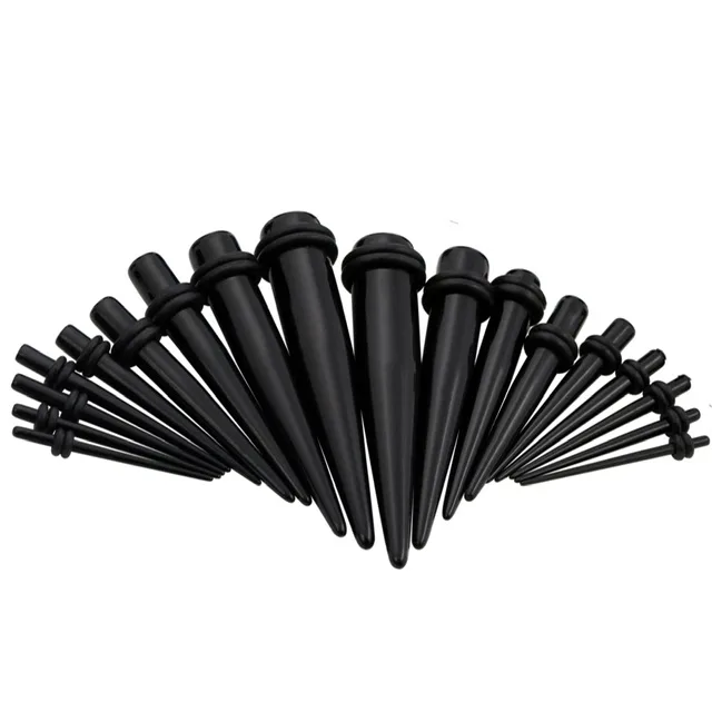 Acrylic Straight Black Tapers with O-Rings in Pairs or Kits