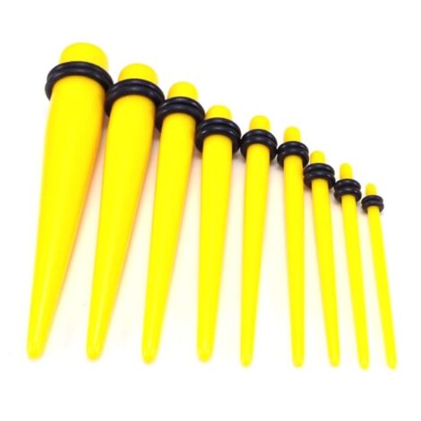 Acrylic Straight Yellow Taper with O-Rings in Pairs or Kits - Image 2