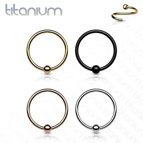 Titanium Fixed Ball Captive Bead Ring for Cartilage Nose - Image 2