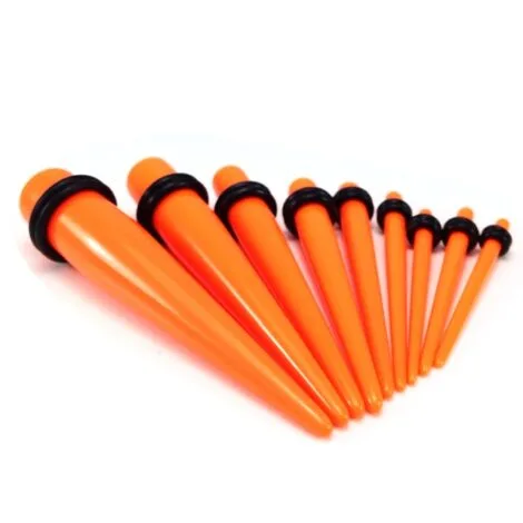 Acrylic Straight Orange Taper with O-Rings in Pairs or Kits - Image 2