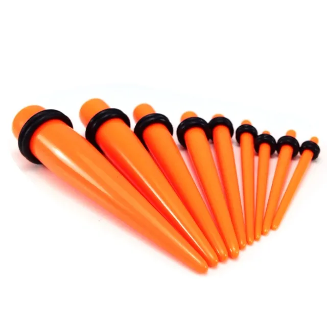 Acrylic Straight Orange Taper with O-Rings in Pairs or Kits