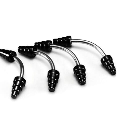Black Curved Eyebrow Barbell with Stepped Cones