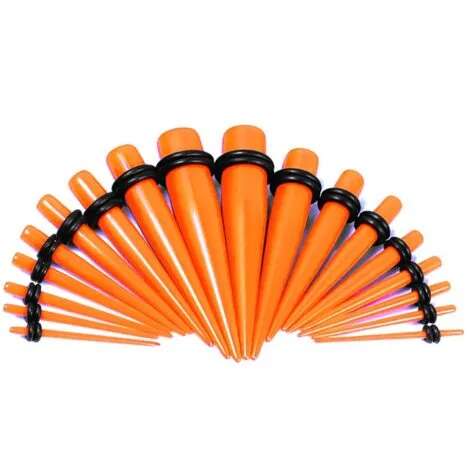 Acrylic Straight Orange Taper with O-Rings in Pairs or Kits - Image 1