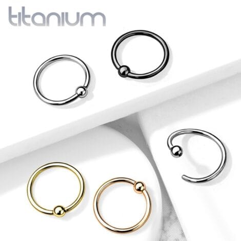 Titanium Fixed Ball Captive Bead Ring for Cartilage Nose