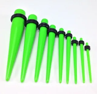 Acrylic Straight Green Taper with O-Rings In Pairs Or Kits - Image 3