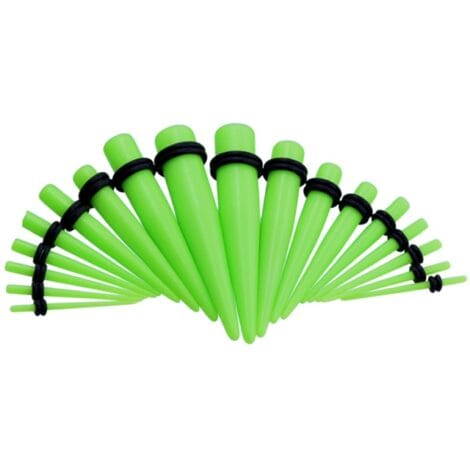 Acrylic Straight Green Taper with O-Rings In Pairs Or Kits