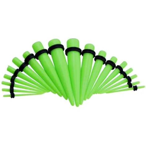 Acrylic Straight Green Taper with O-Rings In Pairs Or Kits - Image 1