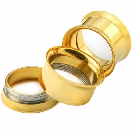 Double Flare Threaded Tunnel Pairs In Vacuum Plated Gold