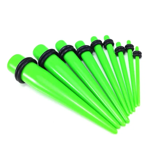 Acrylic Straight Green Taper with O-Rings In Pairs Or Kits