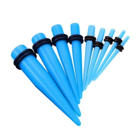 Acrylic Straight Blue Taper with O-Rings in Pairs or Kits - Image 2
