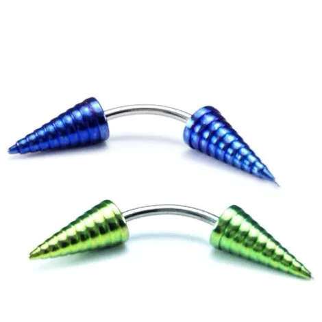 Curved Eyebrow Barbell With Ridged Arrow Spikes