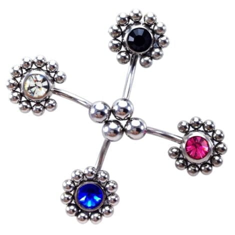 CZ with Micro Beading Sunflower Belly Ring