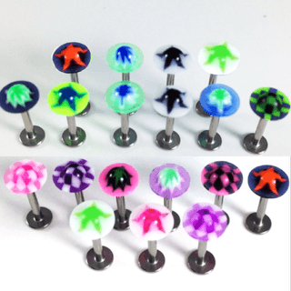 Labret with Colourful Acrylic UFO Shaped Top/ Pair