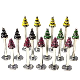 Striped Labret with Stepped Cone Top In 316L Surgical Steel
