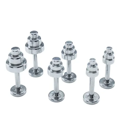 Ear Labret Stud With Triple Step Dumbbell Top