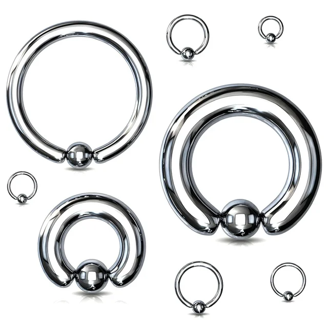 316L Steel Captive Bead Ring Nose/ Cartilage In Mixed Sizes